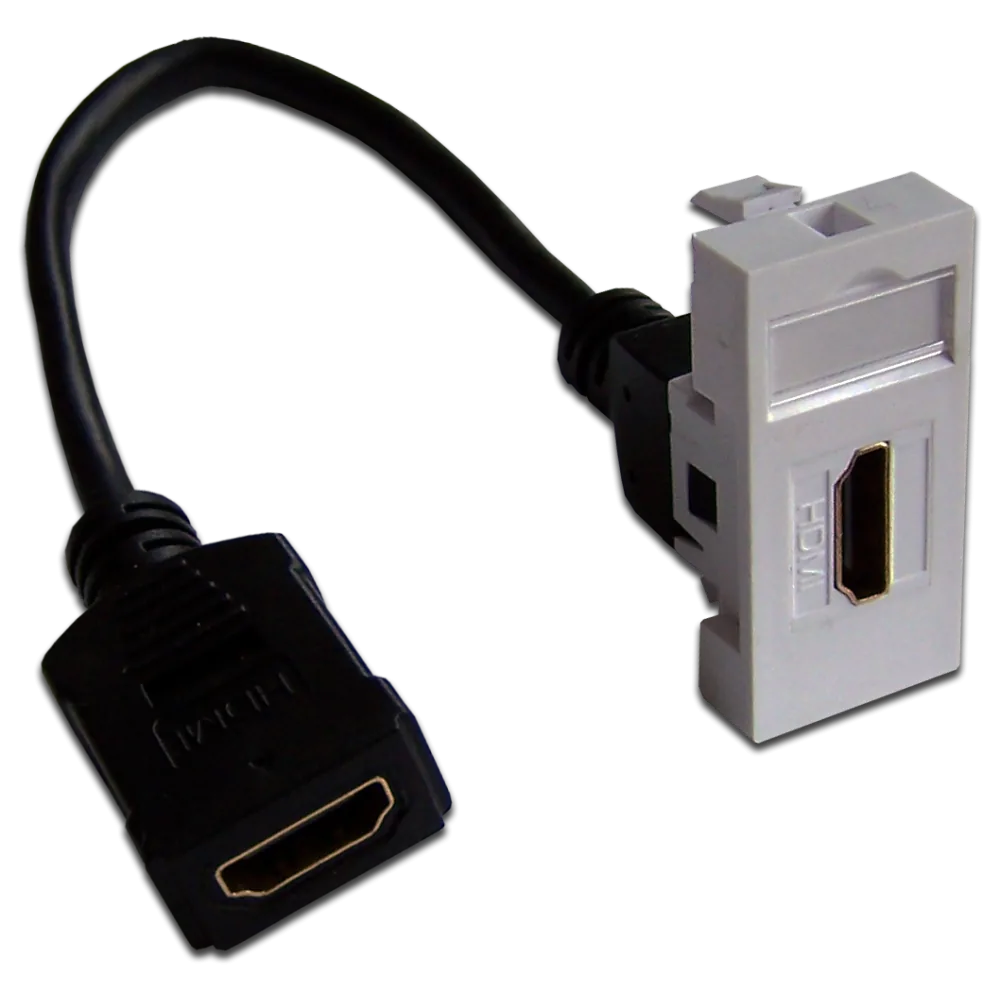 Вставка LANMASTER Mosaic 22.5x45 с адаптером HDMI с удлинителем мама-мама белая