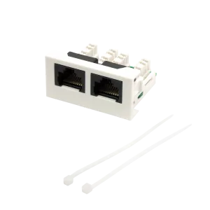 Вставка LANMASTER Mosaic 22.5x45 2xRJ45 Cat.5e белая