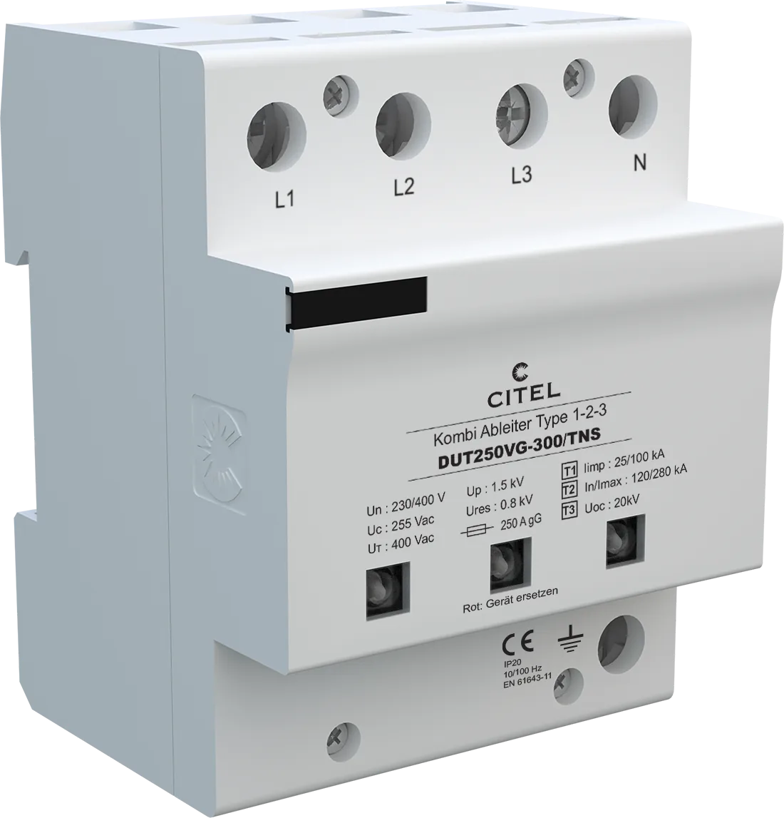 Устройство защиты от импульсных перенапряжений Citel DUT250VG-300/TNS (3597), высокоэнергетическое, тип 1+2+3