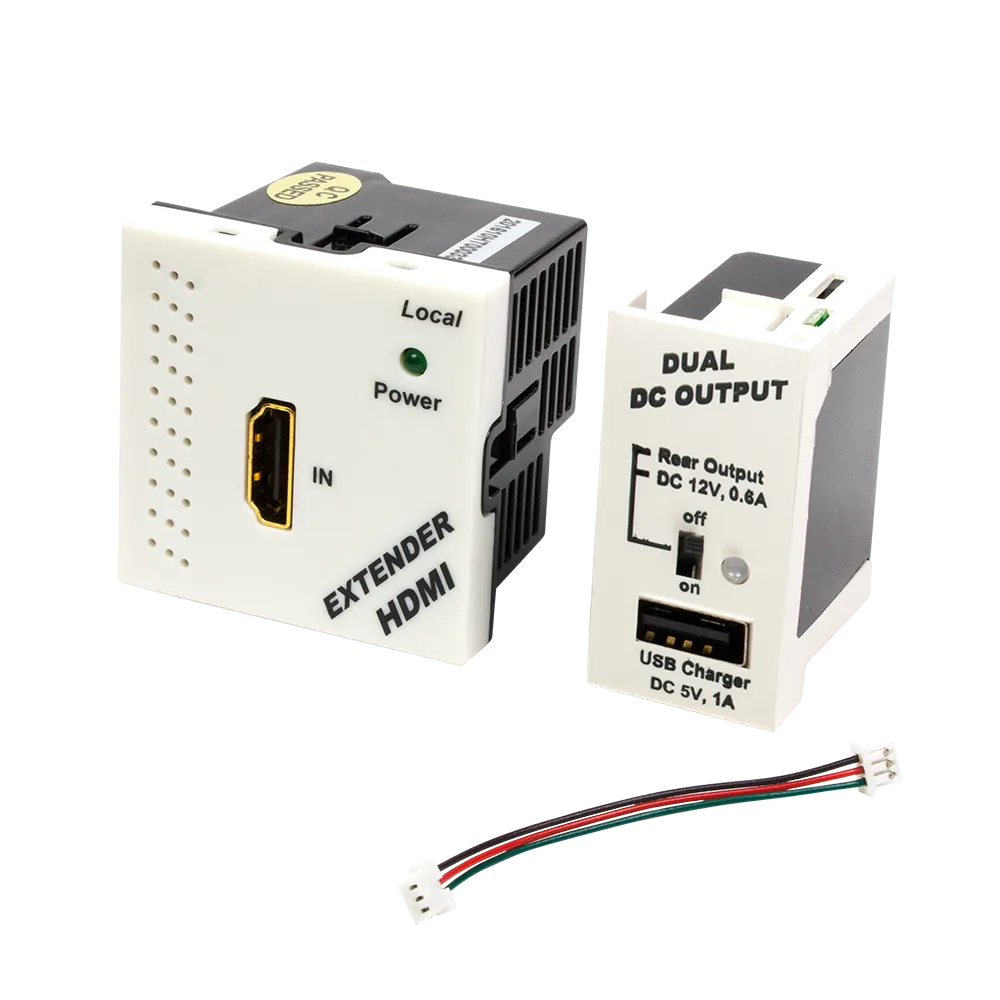 Конвертор LANMASTER RJ45-HDMI, передатчик + блок питания, формата Mosaic, 45x45 мм + 22.5х45 мм, белые