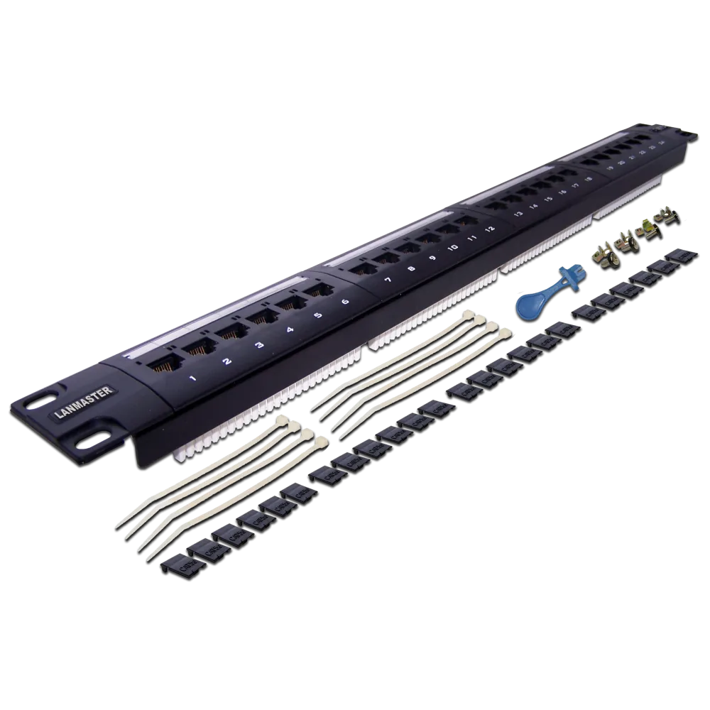 Патч-панель LANMASTER 24 порта, UTP, кат.6, 1U
