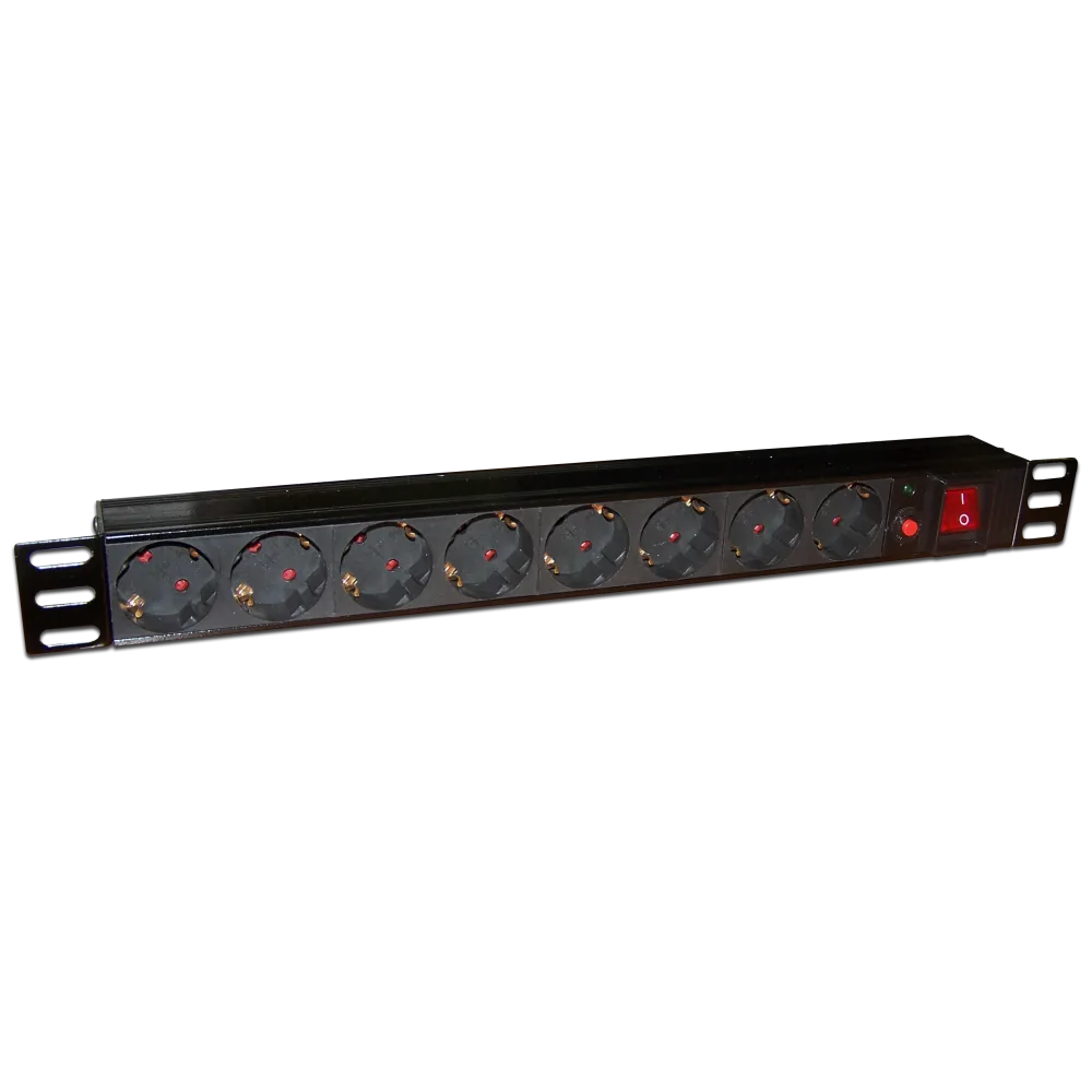 Блок розеток LANMASTER 19", 10 А на 8 гнезд Schuko