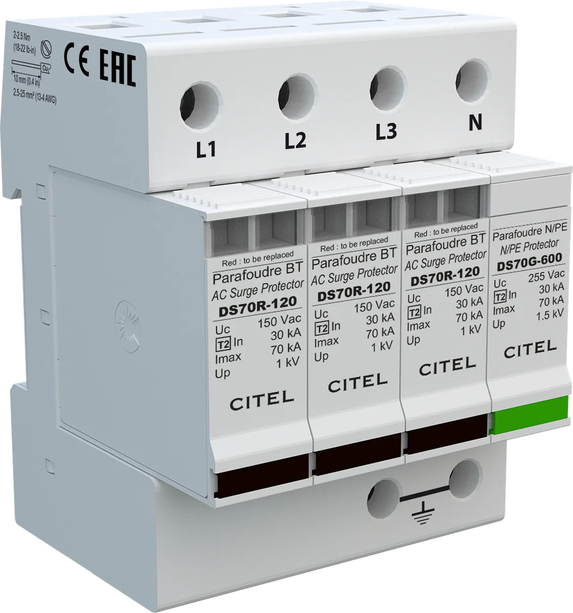 Устройство защиты от импульсных перенапряжений Citel DS74R-120/G (491612), тип 2