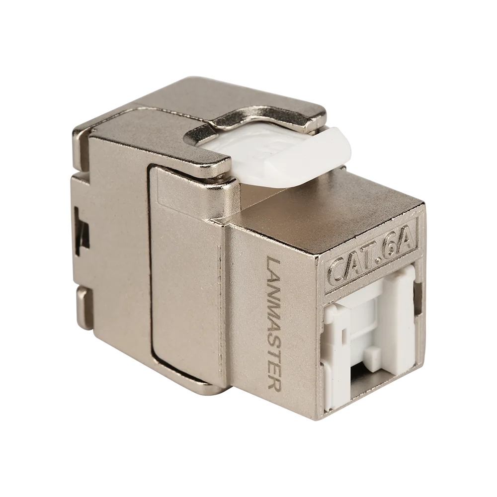 Модуль LANMASTER Keystone ToolLess, RJ45, экранированный, кат.6A, со встроенной шторкой, 180 градусов