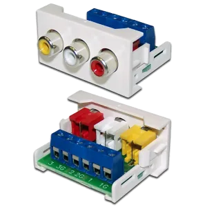 Вставка LANMASTER Mosaic 22.5x45 3xRCA Composite Video & Stereo Audio белая
