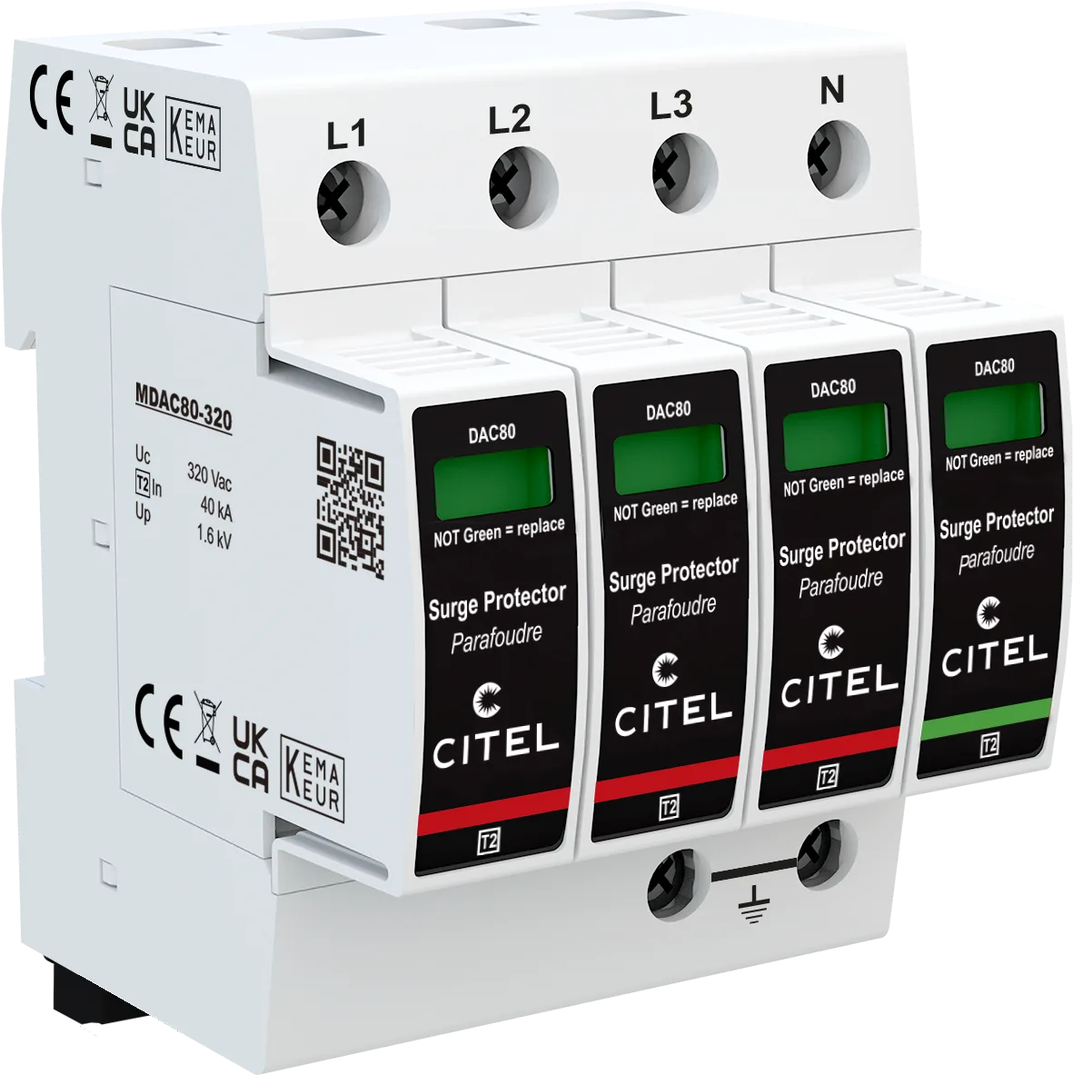 Устройство защиты от импульсных перенапряжений Citel DAC80S-31-320 (821210344), тип 2, Imax 80 кА