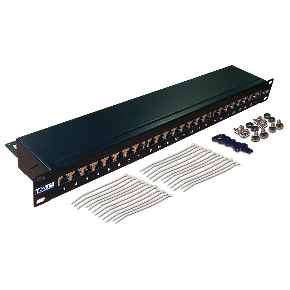 Патч-панель LANMASTER TWT 24 порта, STP, кат.5E, 1U