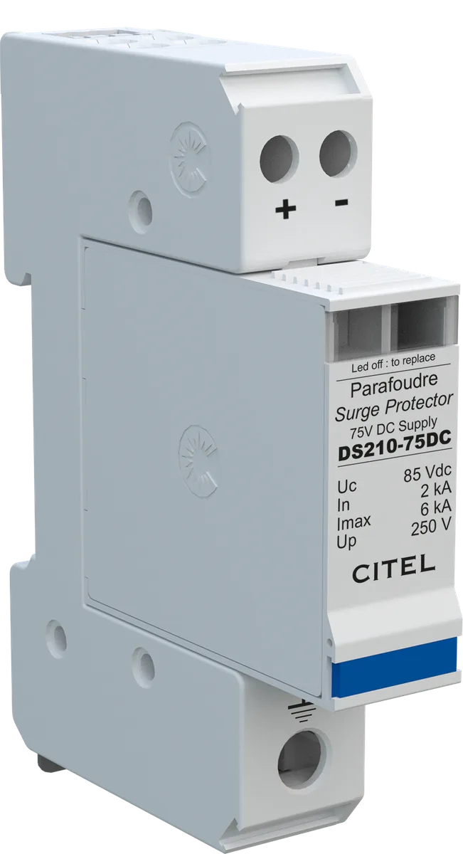 Устройство защиты от импульсных перенапряжений Citel DS210-75DC (440601), 2-полюсный, защита сети 75В постоянного тока