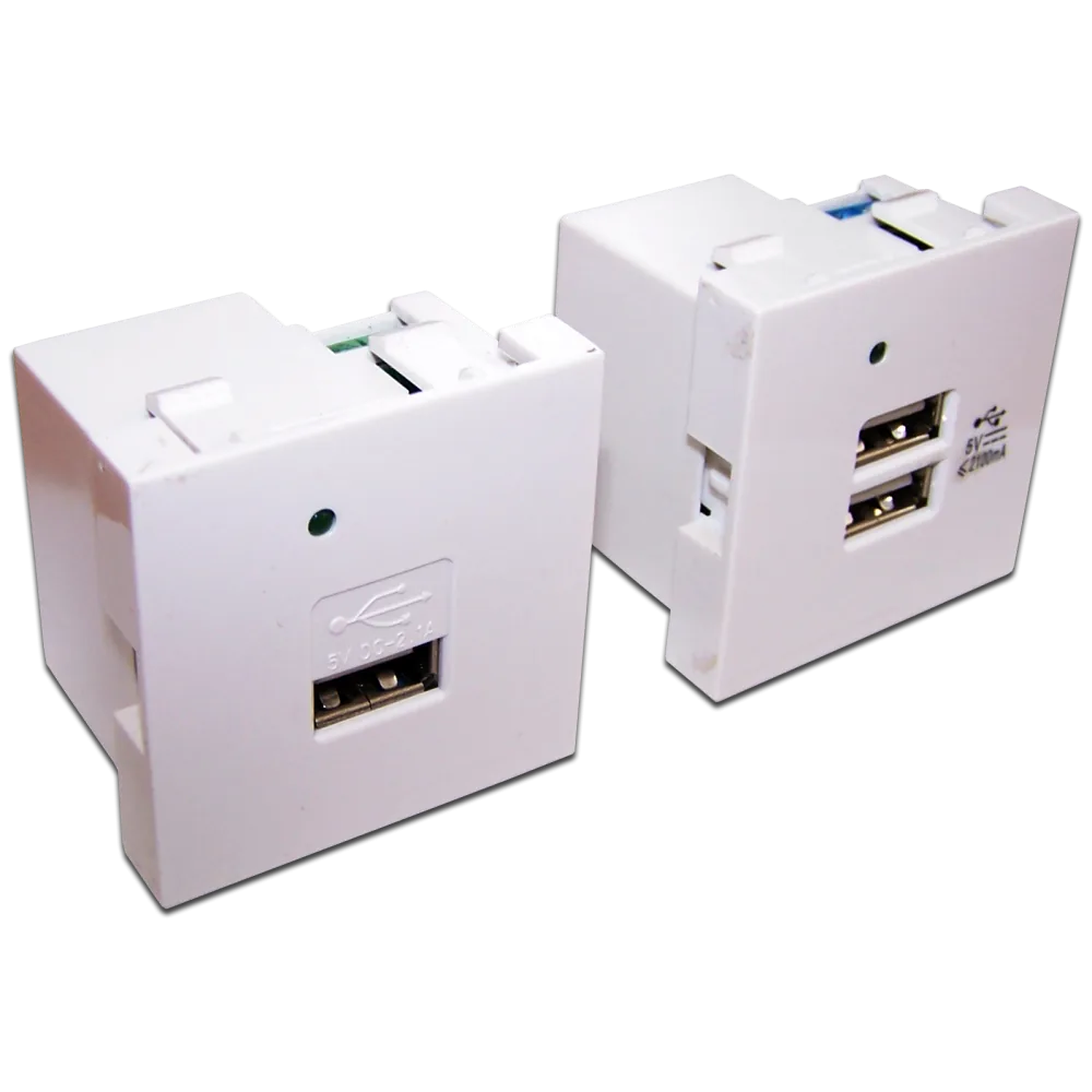 Модуль USB-зарядки LANMASTER без шторки, 2.1 A/5V, 45*45, белый