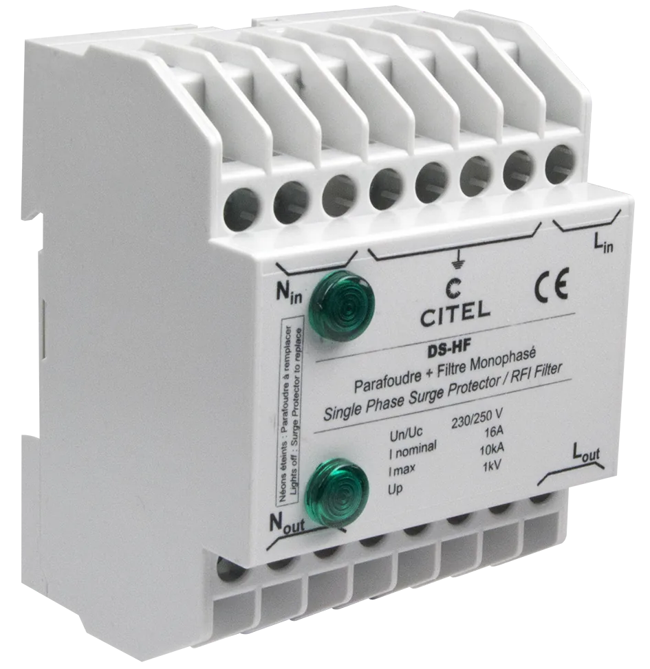 Устройство защиты от импульсных перенапряжений Citel DS-HF (77945) со встроенным фильтром, тип 2+3