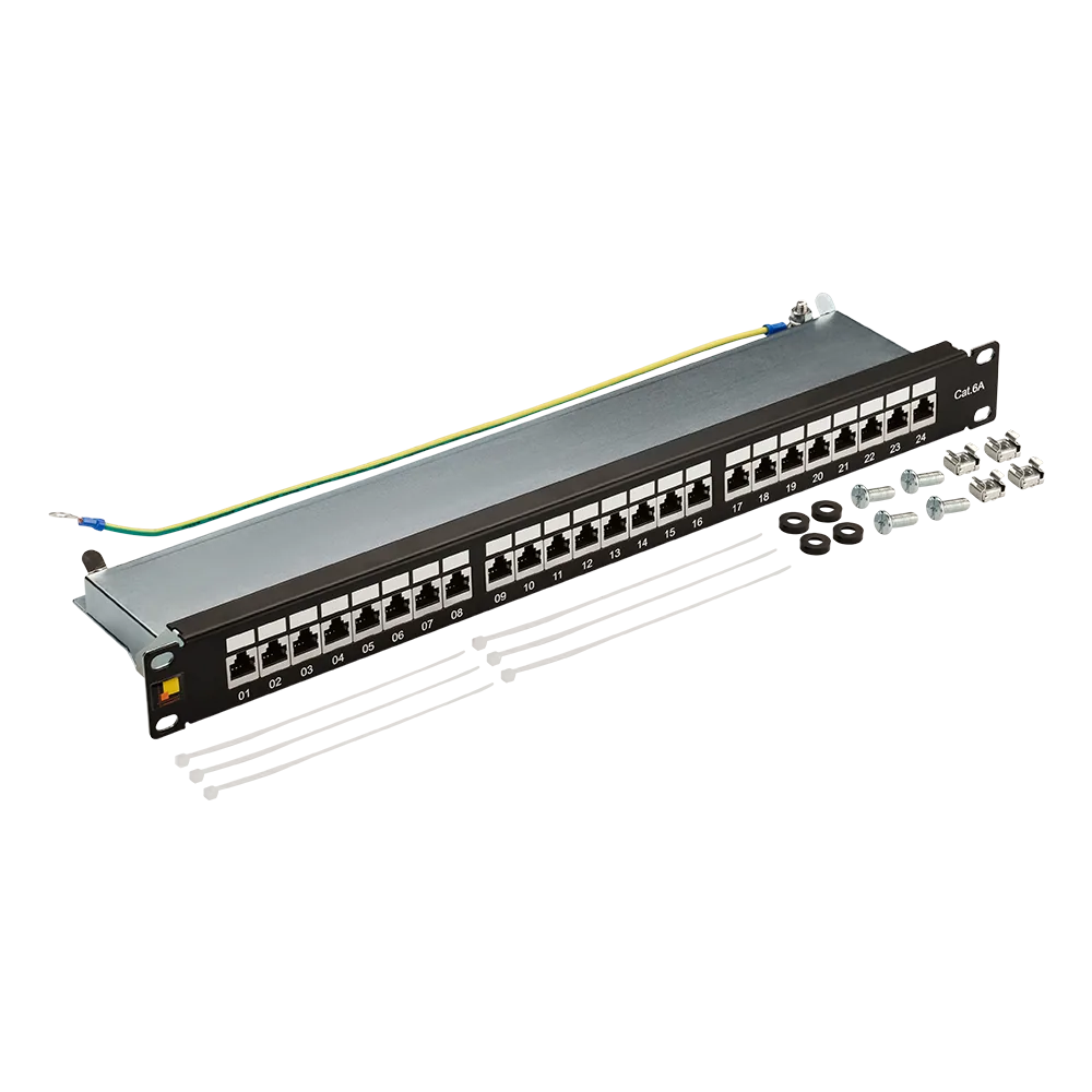 Патч-панель LANMASTER 24 порта, STP, кат.6A, 1U