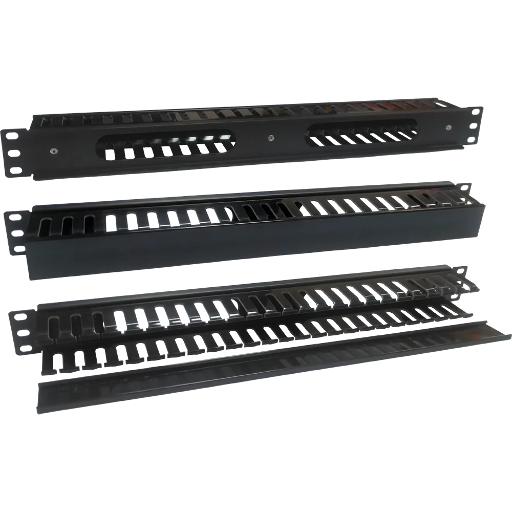 Кабельный органайзер LANMASTER 19" на 24 порта пластиковый, c крышкой, 1U