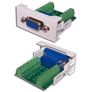 Вставка LANMASTER Mosaic 22.5x45 с адаптером VGA D-SUB (HDB-15) мама белая