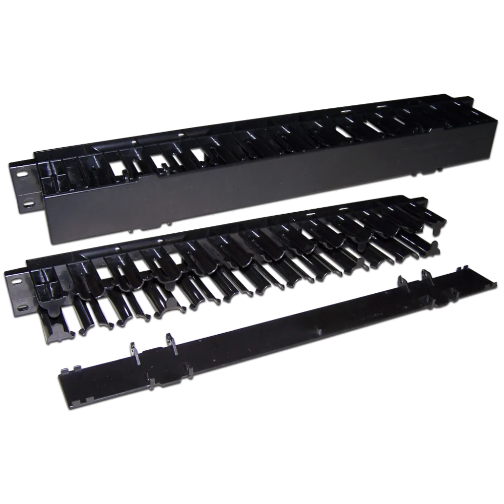 Кабельный органайзер LANMASTER 19" пластиковый, c крышкой, 1U
