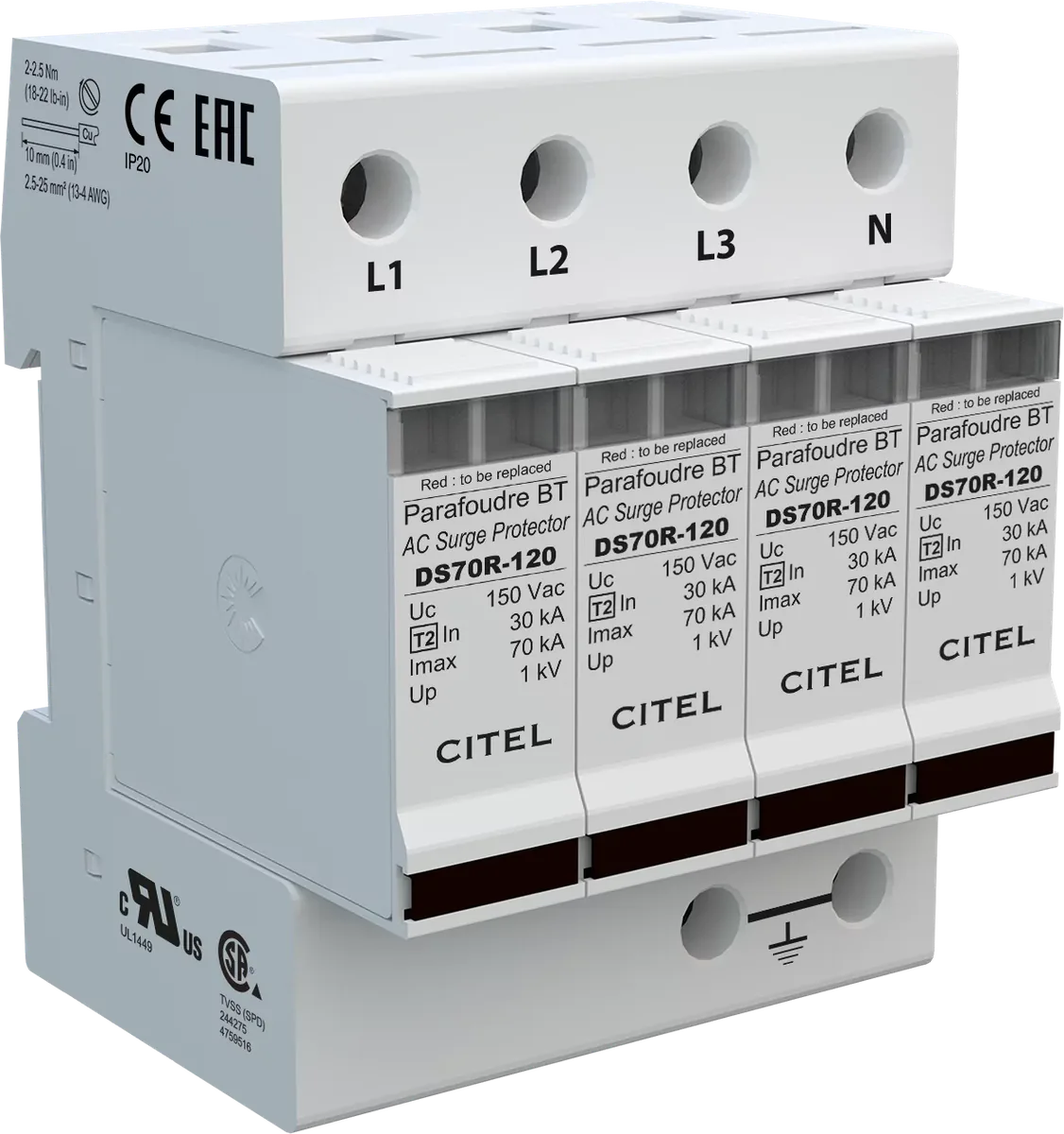Устройство защиты от импульсных перенапряжений Citel DS74R-120 (491602), тип 2
