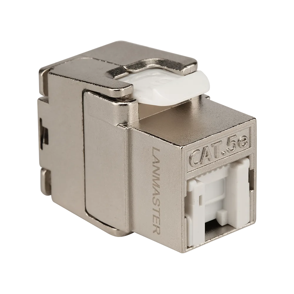 Модуль LANMASTER Keystone ToolLess, RJ45, экранированный, кат.5E, со встроенной шторкой, 180 градусов