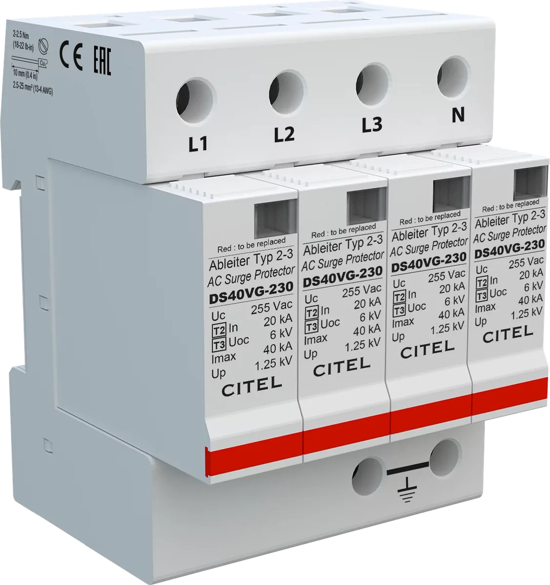 Устройство защиты от импульсных перенапряжений Citel DS44VG-230 (461552), тип 2+3