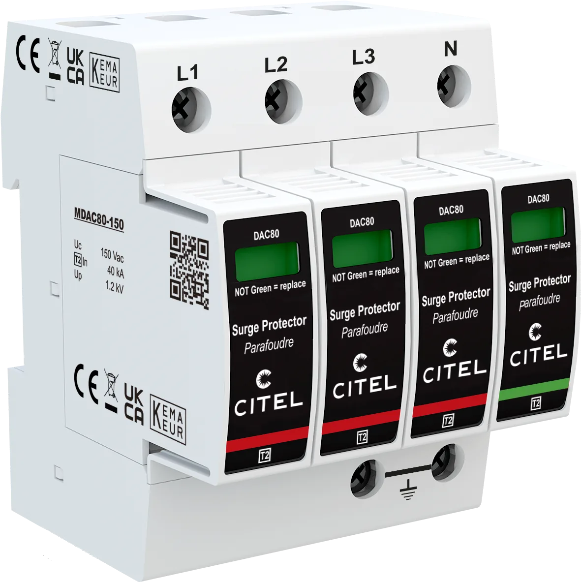 Устройство защиты от импульсных перенапряжений Citel DAC80-31-150 (821210134), тип 2, Imax 80 кА