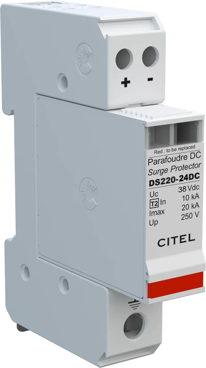 Устройство защиты от импульсных перенапряжений Citel DS220-24DC (390501), 2-полюсный, защита сети 24В постоянного тока