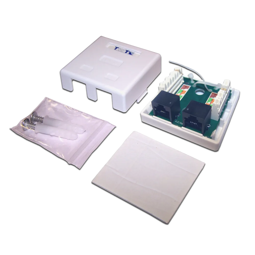Настенная розетка LANMASTER 1-2 порта RJ-45 категории 5е, UTP, белая