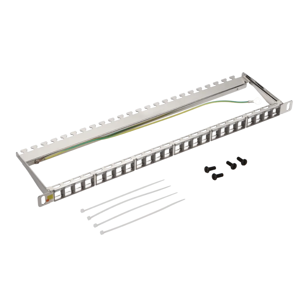 Патч-панель LANMASTER наборная 19" компактная, экранированная, 24 порта, 0,5U