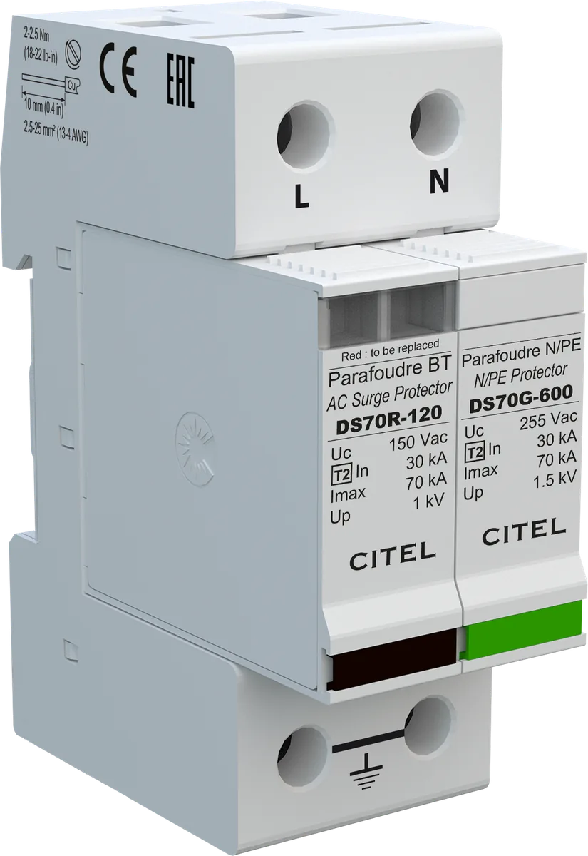 Устройство защиты от импульсных перенапряжений Citel DS72R-120/G (491611), тип 2