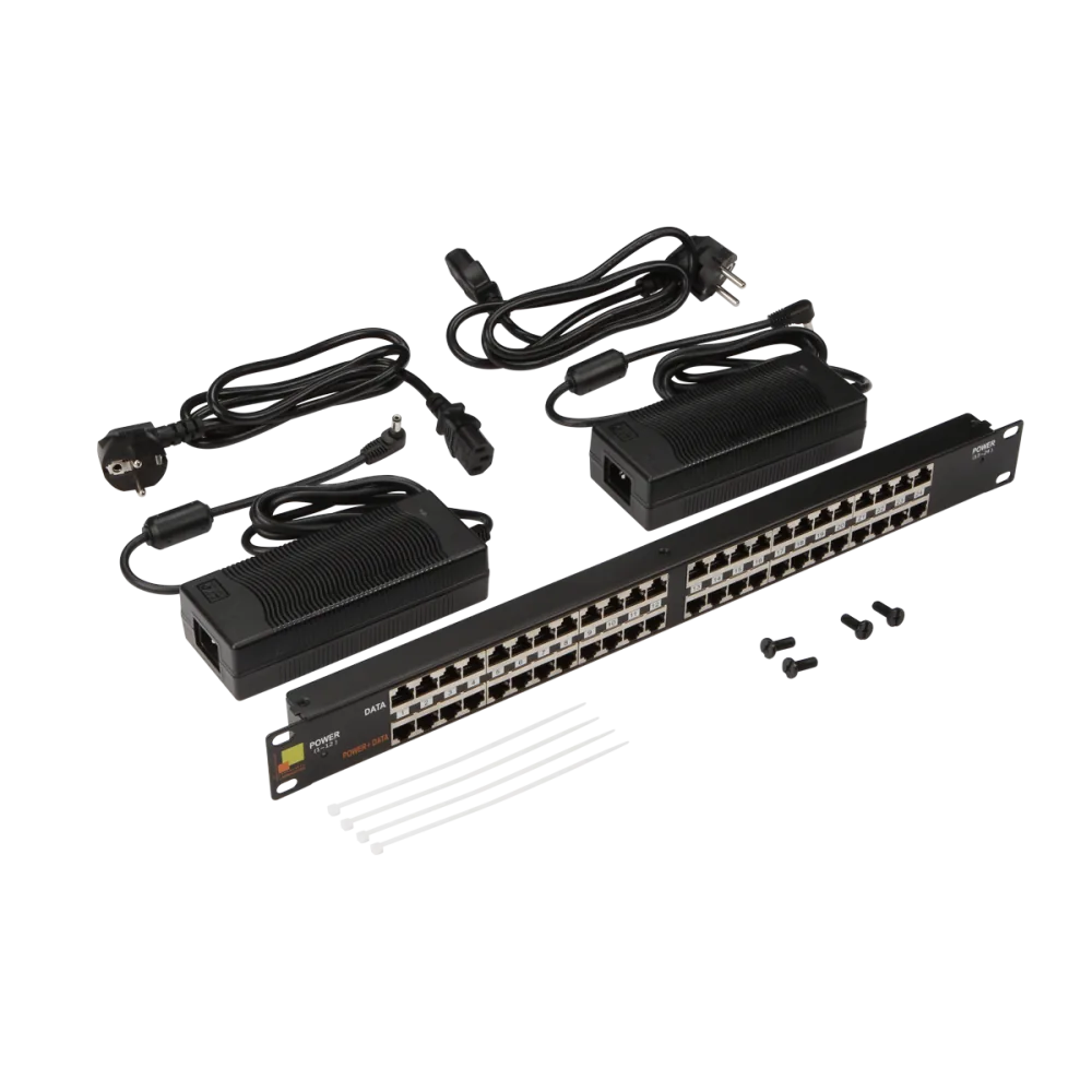 Панель LANMASTER POE 19", 24 порта, с двумя блоками питания 48V, 120W
