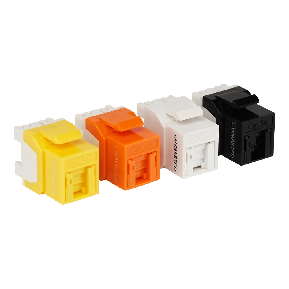 Модуль LANMASTER Keystone, RJ45, неэкранированный, кат.5E, со встроенной шторкой, 180 градусов